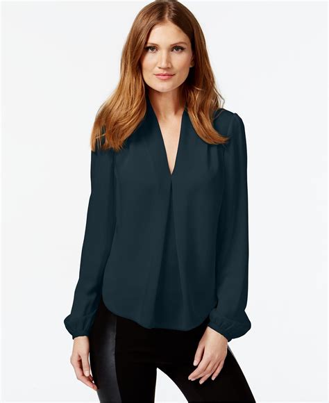 michael kors h0 18 del 2 black long sleeve blouse|Women's Michael Kors Collection Blouses .